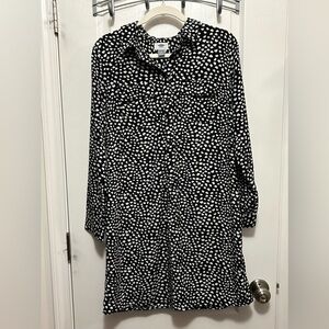 Old Navy Black & White Heart‎ Tunic Shirt Dress women’s Medium collared